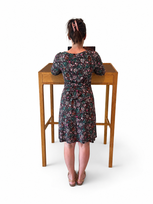 Vintage Danish Oak Standing Desk with Leather Writing Surface, c. 1960s
