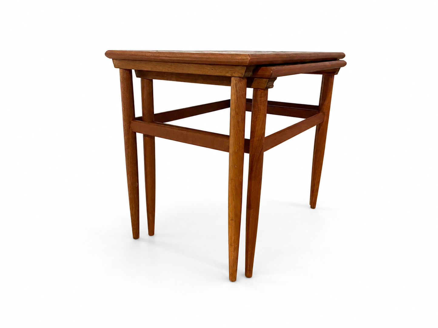 Vintage Danish Teak & Mosaic Tile Nesting Tables, Set of 2, c.1960s