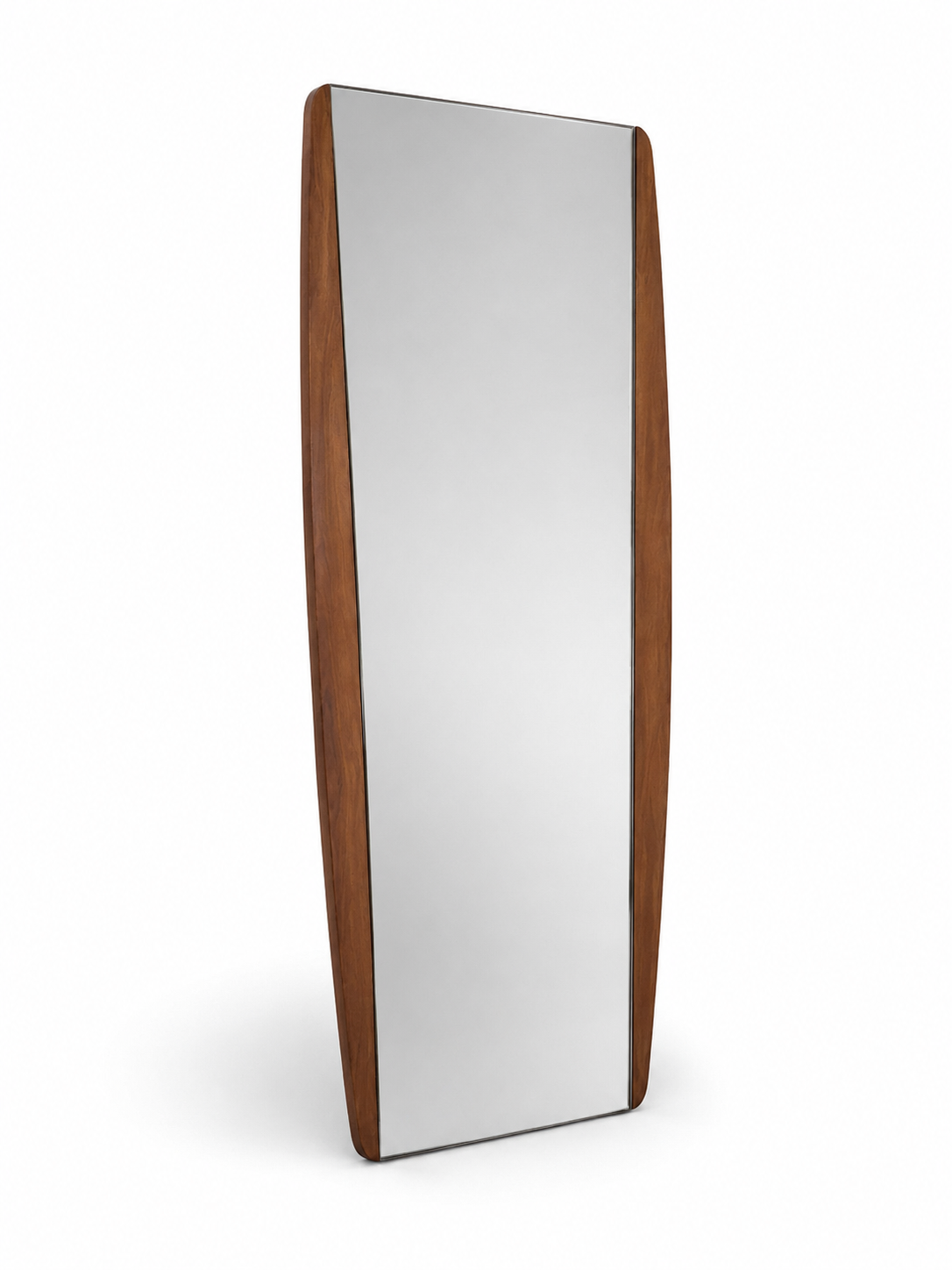 1960s Danish Modern Teak Wall Mirror with Curved Side Frame