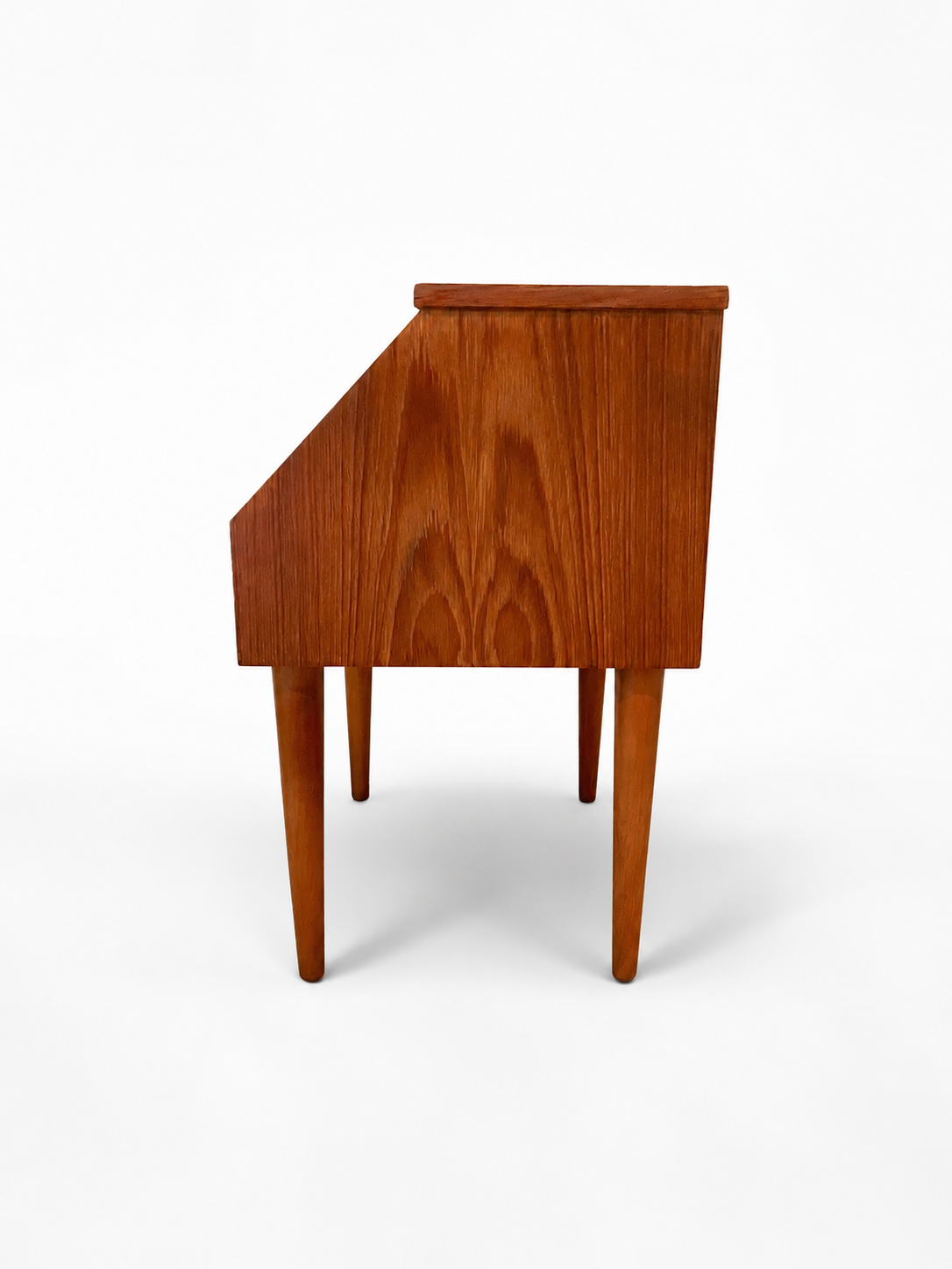 Restored 1960s Danish Teak Nightstand with Drawer and Open Shelf