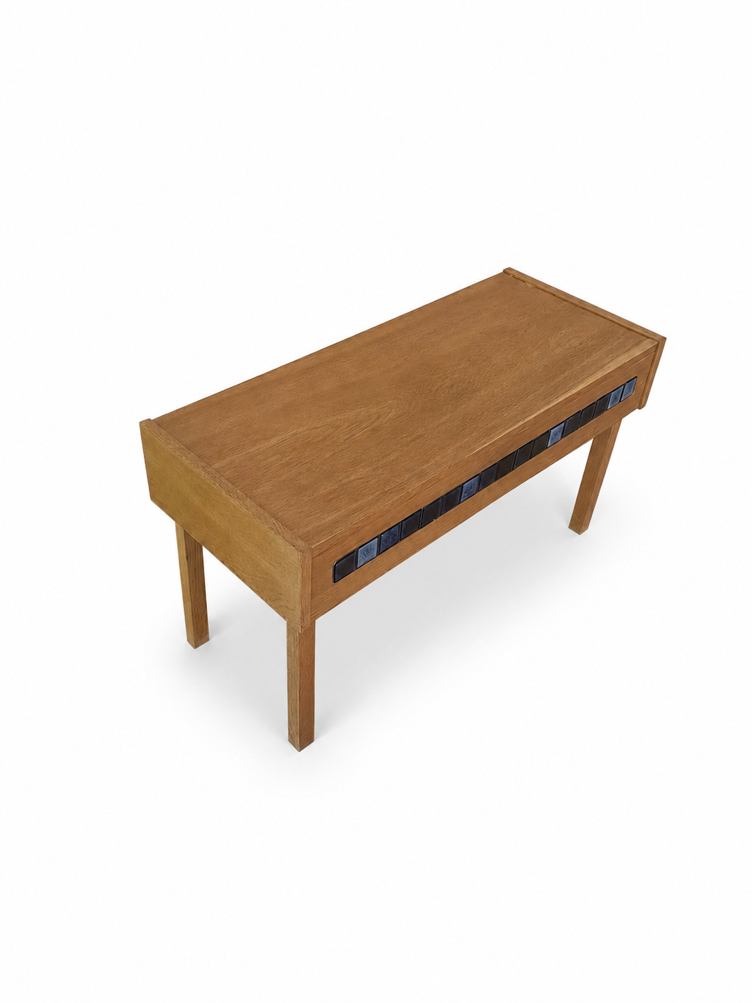 Vintage Danish Oak & Blue Tile Chest, Attributed to Pedersen & Hansen, c. 1960s