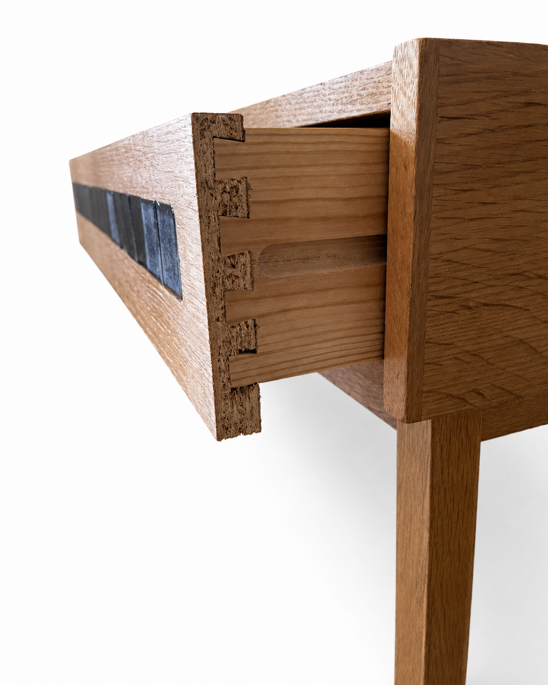 Vintage Danish Oak & Blue Tile Chest, Attributed to Pedersen & Hansen, c. 1960s