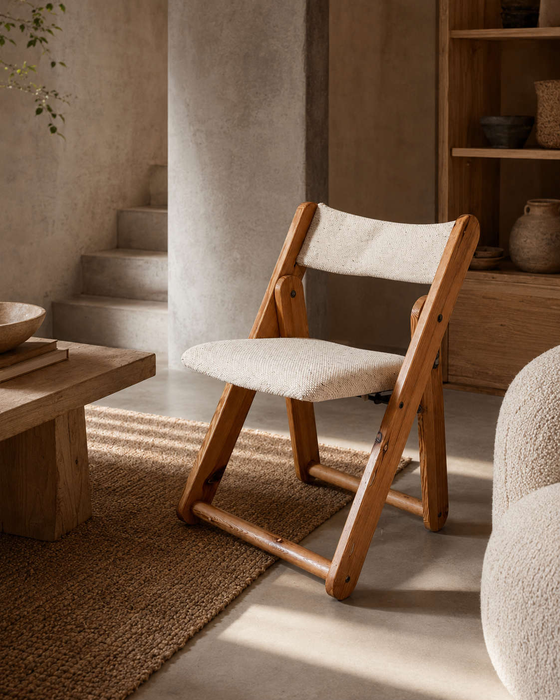 Vintage IKEA Kon-Tiki Pine Folding Chair by Gillis Lundgren, c. 1970s