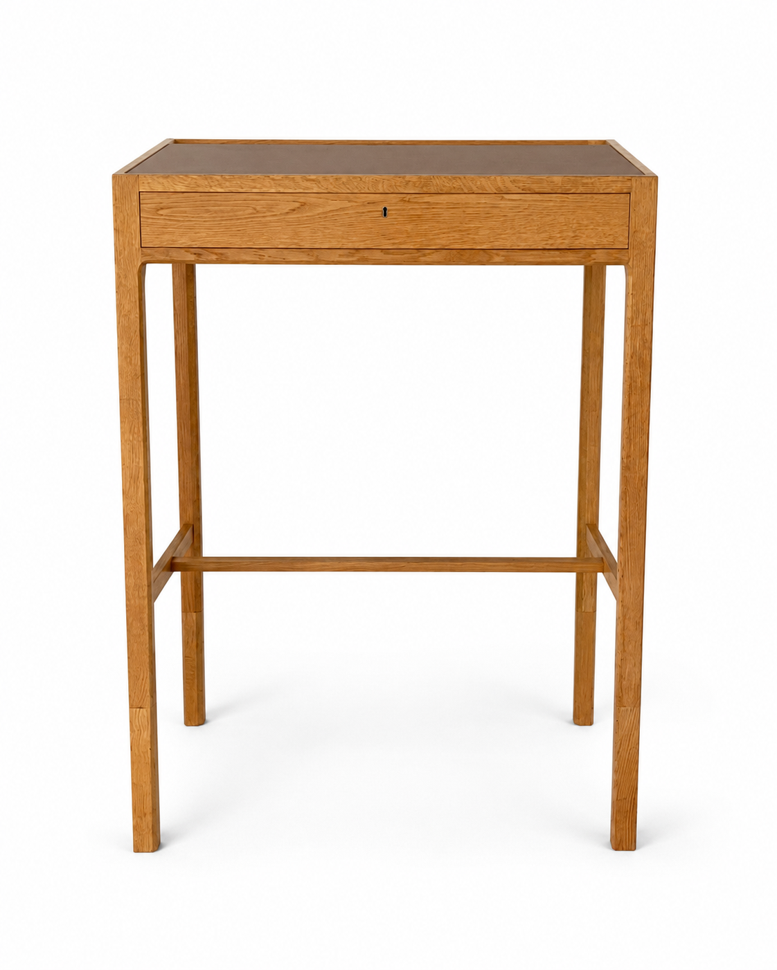 Vintage Danish Oak Standing Desk with Leather Writing Surface, c. 1960s