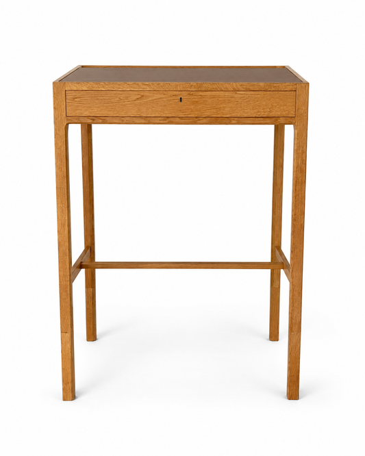 Vintage Danish Oak Standing Desk with Leather Writing Surface, c. 1960s