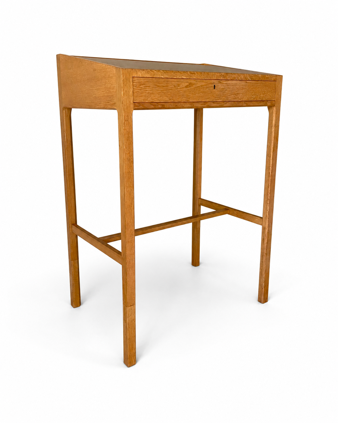 Vintage Danish Oak Standing Desk with Leather Writing Surface, c. 1960s