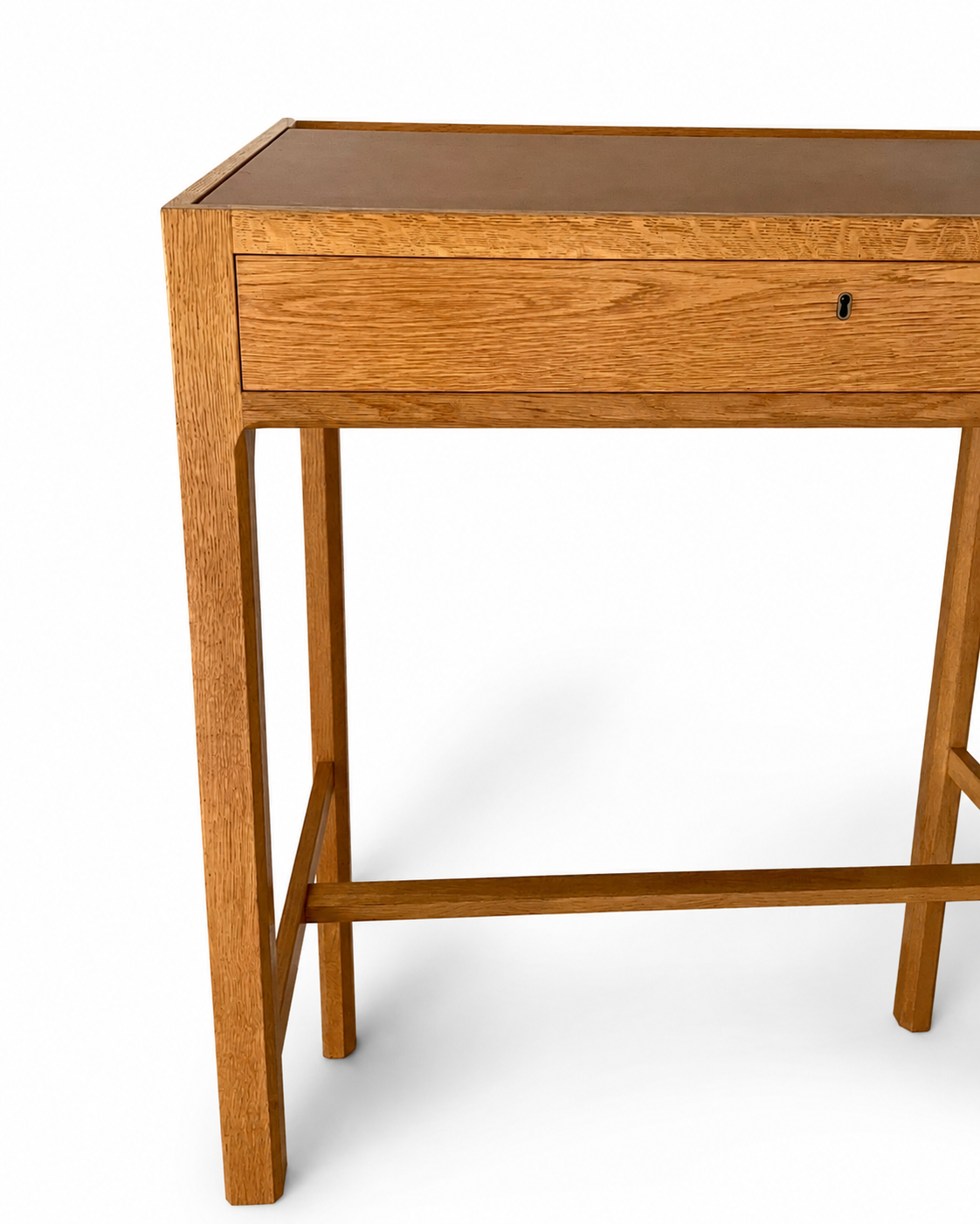 Vintage Danish Oak Standing Desk with Leather Writing Surface, c. 1960s