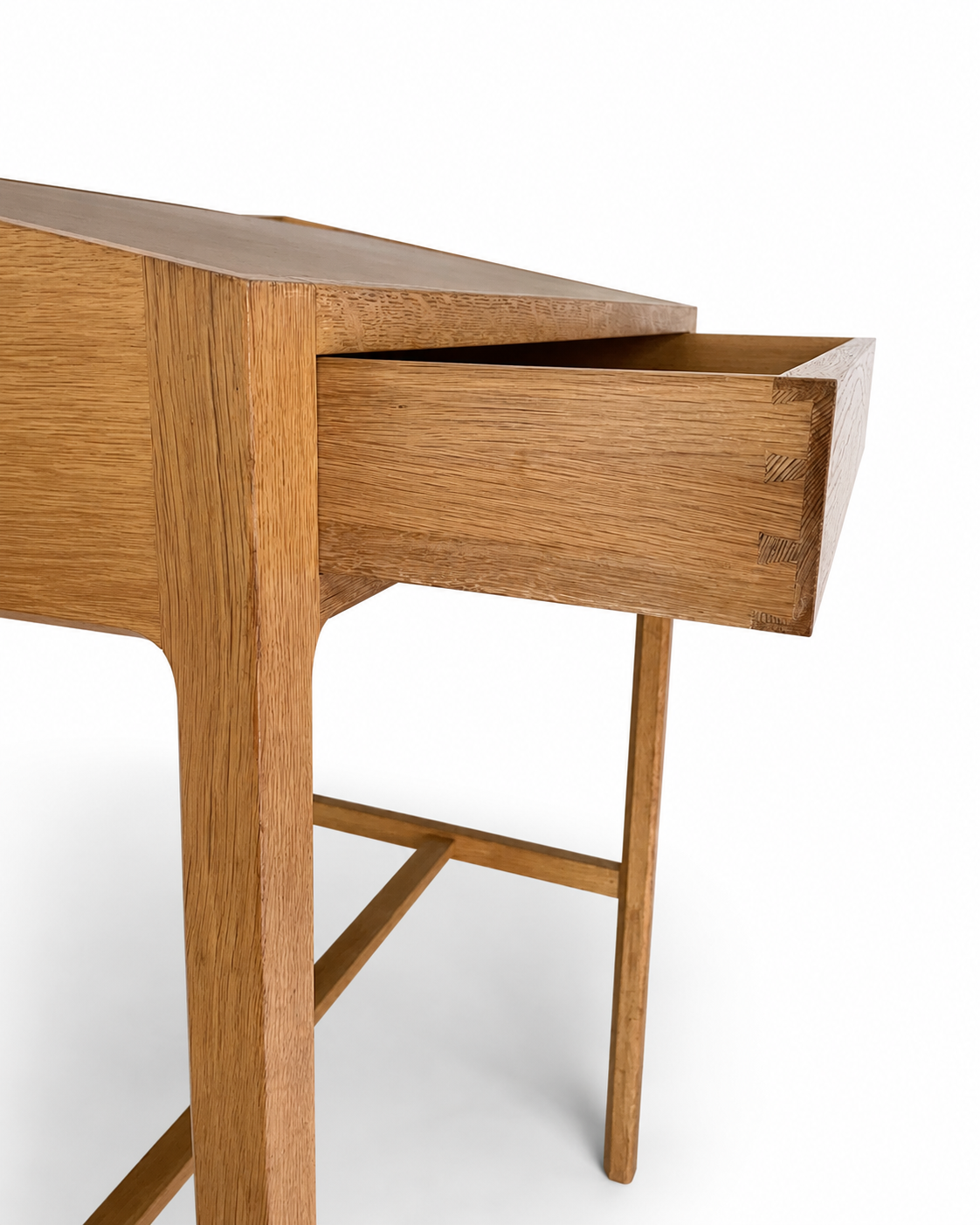 Vintage Danish Oak Standing Desk with Leather Writing Surface, c. 1960s