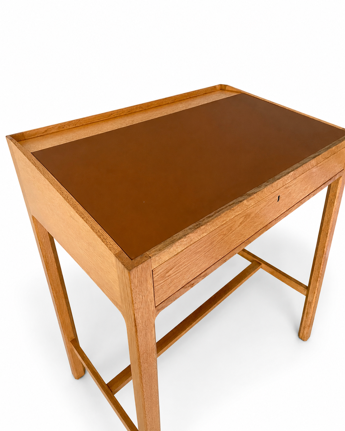 Vintage Danish Oak Standing Desk with Leather Writing Surface, c. 1960s