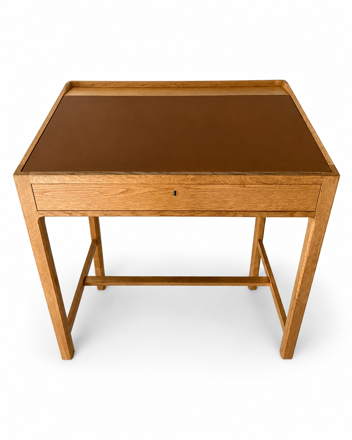 Vintage Danish Oak Standing Desk with Leather Writing Surface, c. 1960s
