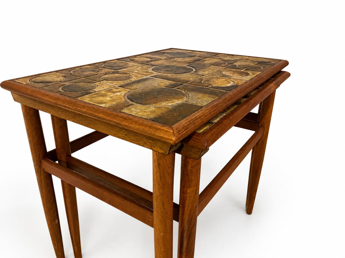 Vintage Danish Teak & Mosaic Tile Nesting Tables, Set of 2, c.1960s