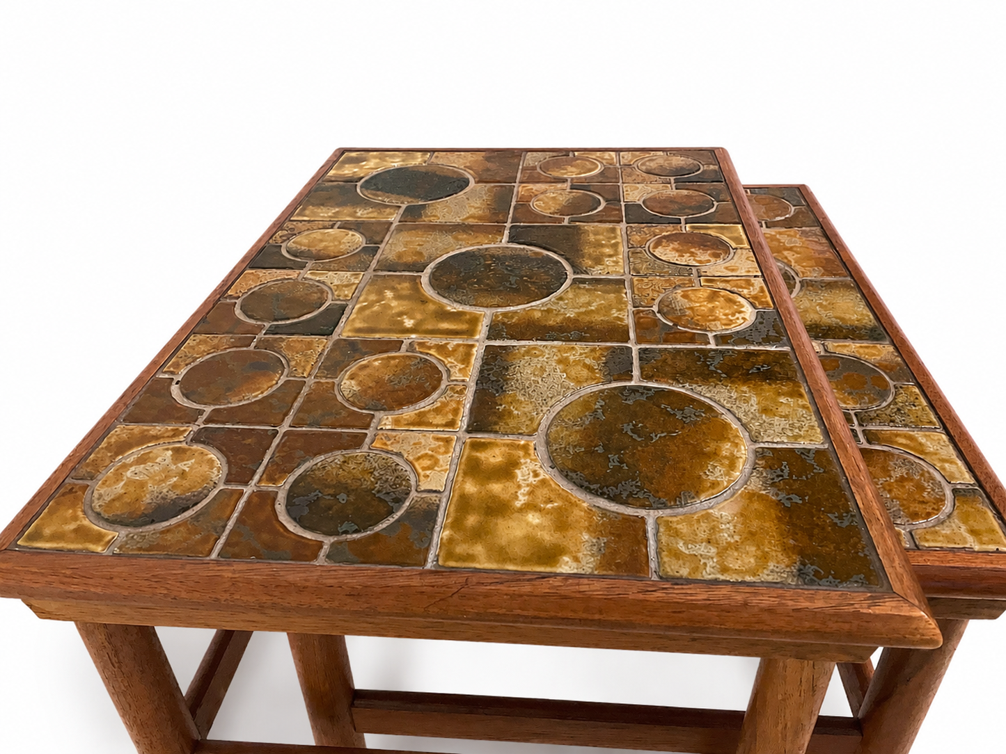 Vintage Danish Teak & Mosaic Tile Nesting Tables, Set of 2, c.1960s