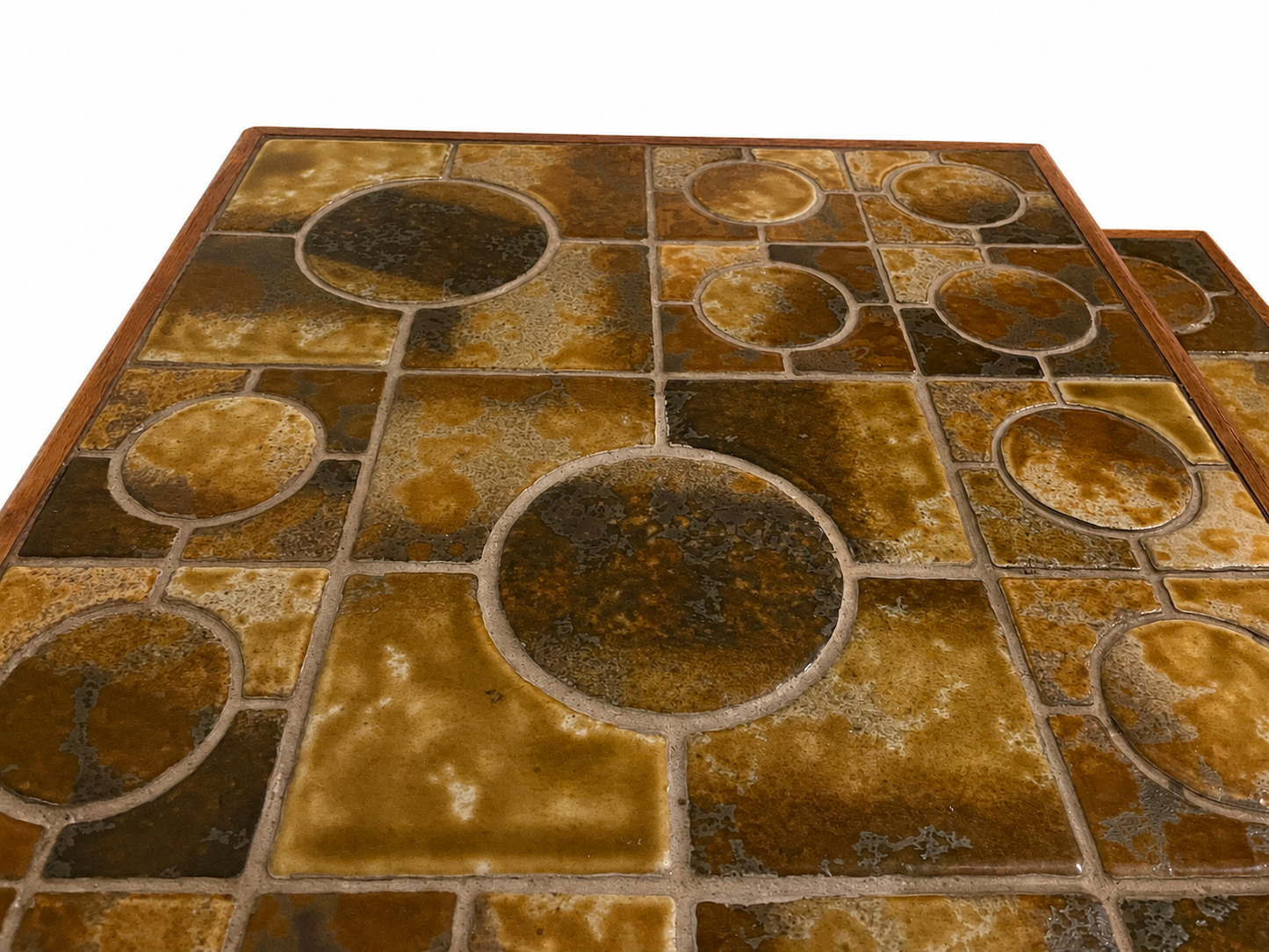 Vintage Danish Teak & Mosaic Tile Nesting Tables, Set of 2, c.1960s