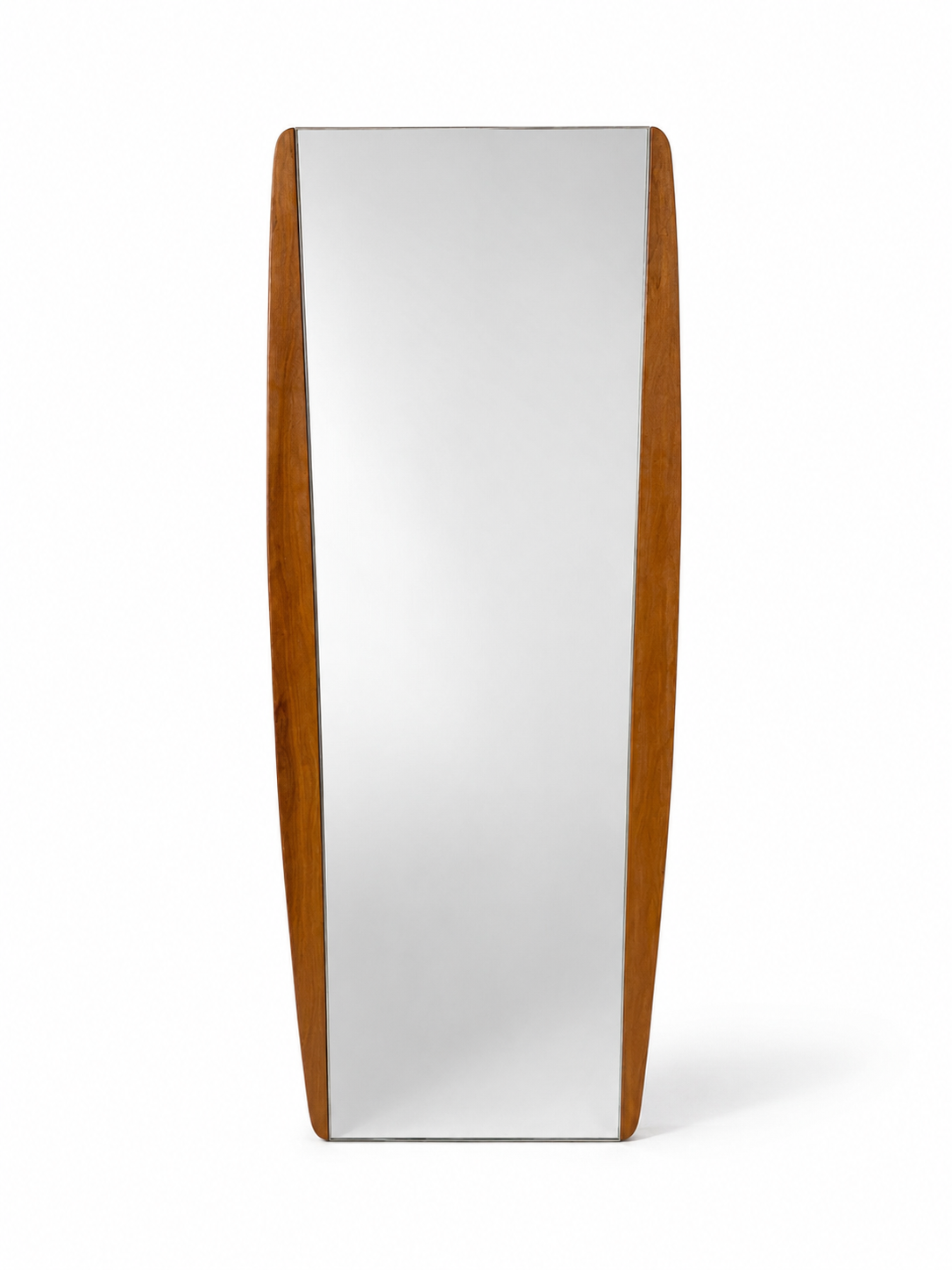 1960s Danish Modern Teak Wall Mirror with Curved Side Frame