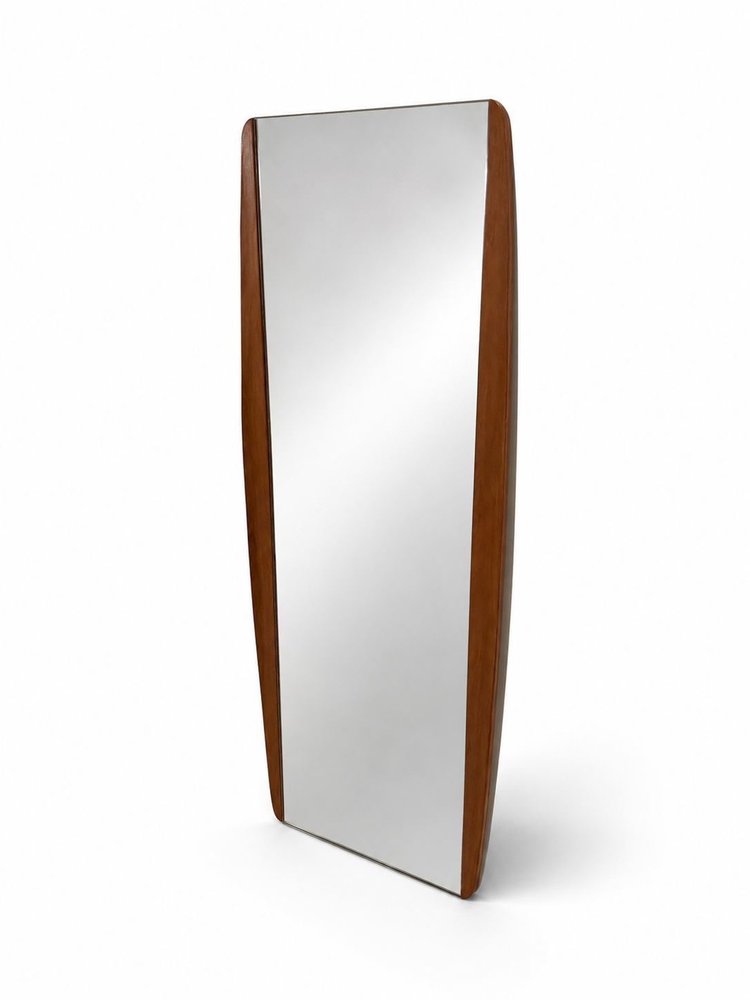 1960s Danish Modern Teak Wall Mirror with Curved Side Frame