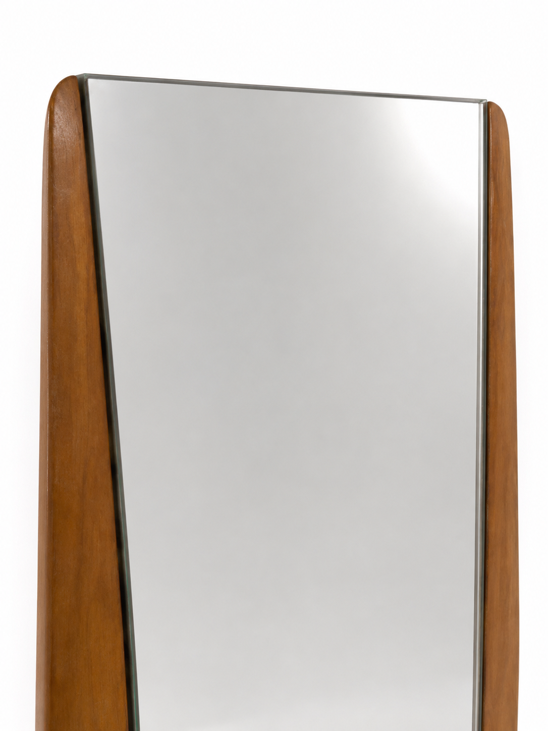 1960s Danish Modern Teak Wall Mirror with Curved Side Frame