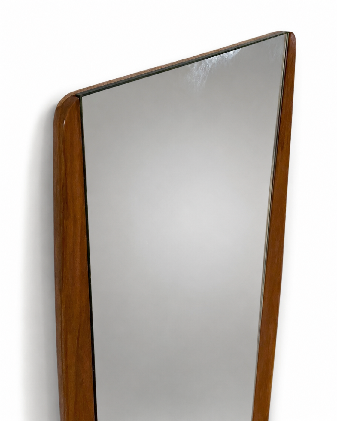 1960s Danish Modern Teak Wall Mirror with Curved Side Frame