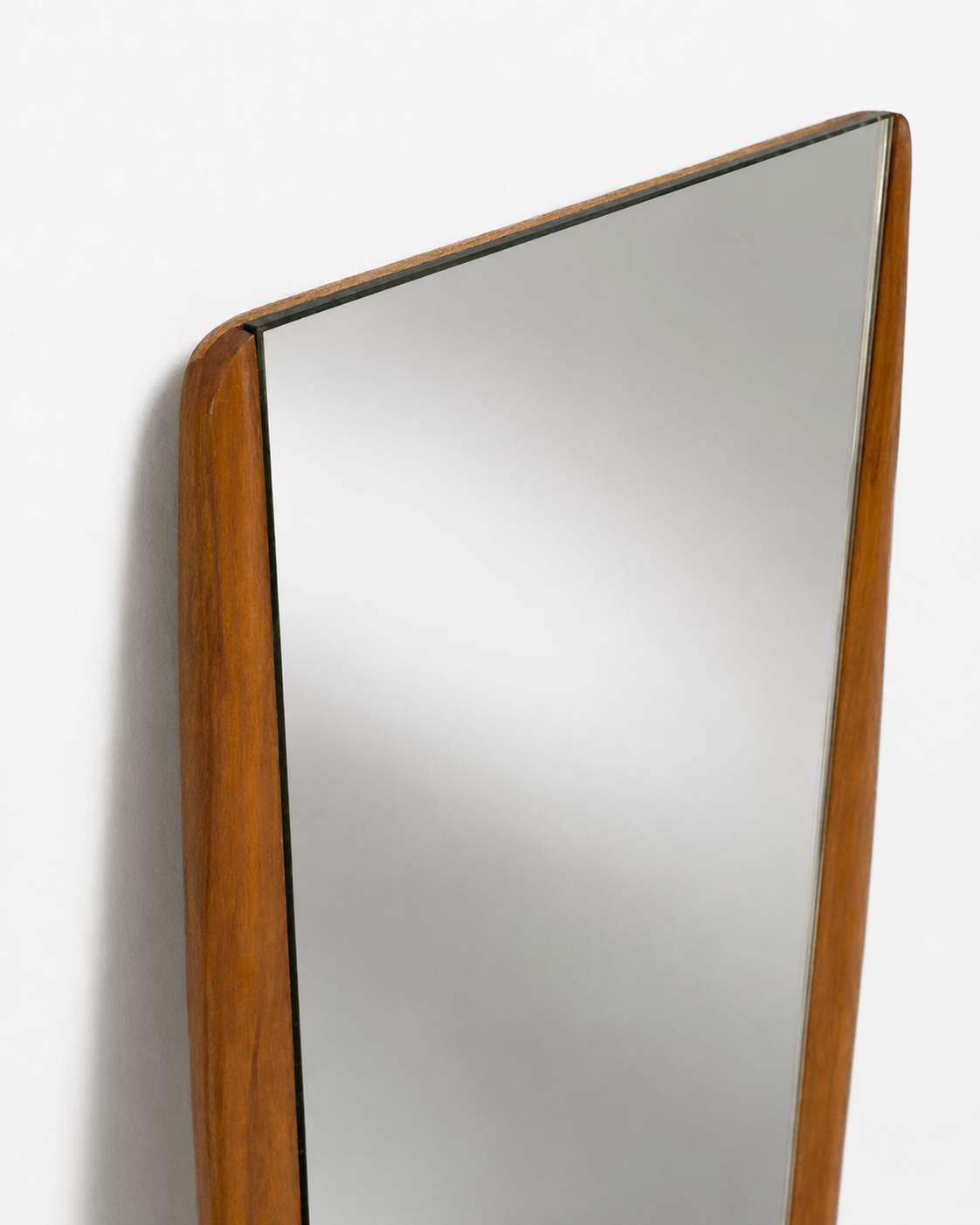 1960s Danish Modern Teak Wall Mirror with Curved Side Frame