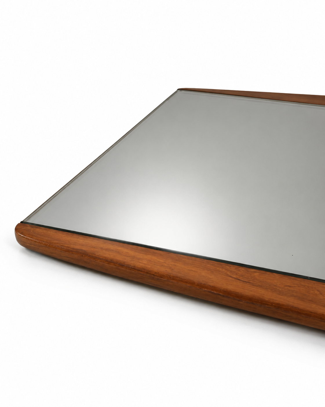 1960s Danish Modern Teak Wall Mirror with Curved Side Frame