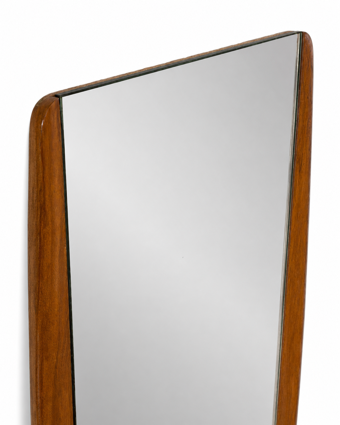1960s Danish Modern Teak Wall Mirror with Curved Side Frame