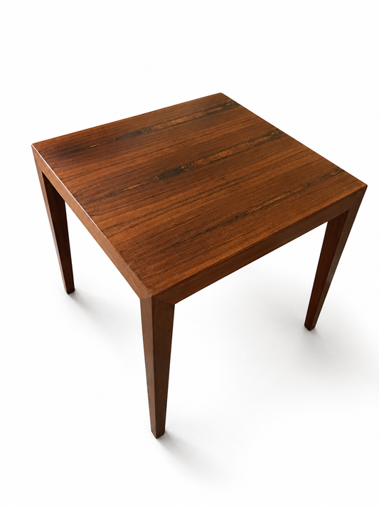 Wooden side table on a white background