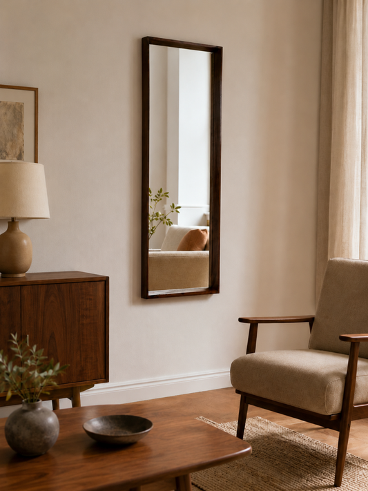 Vintage Danish Rosewood Wall Mirror, 1960s Scandinavian Modern