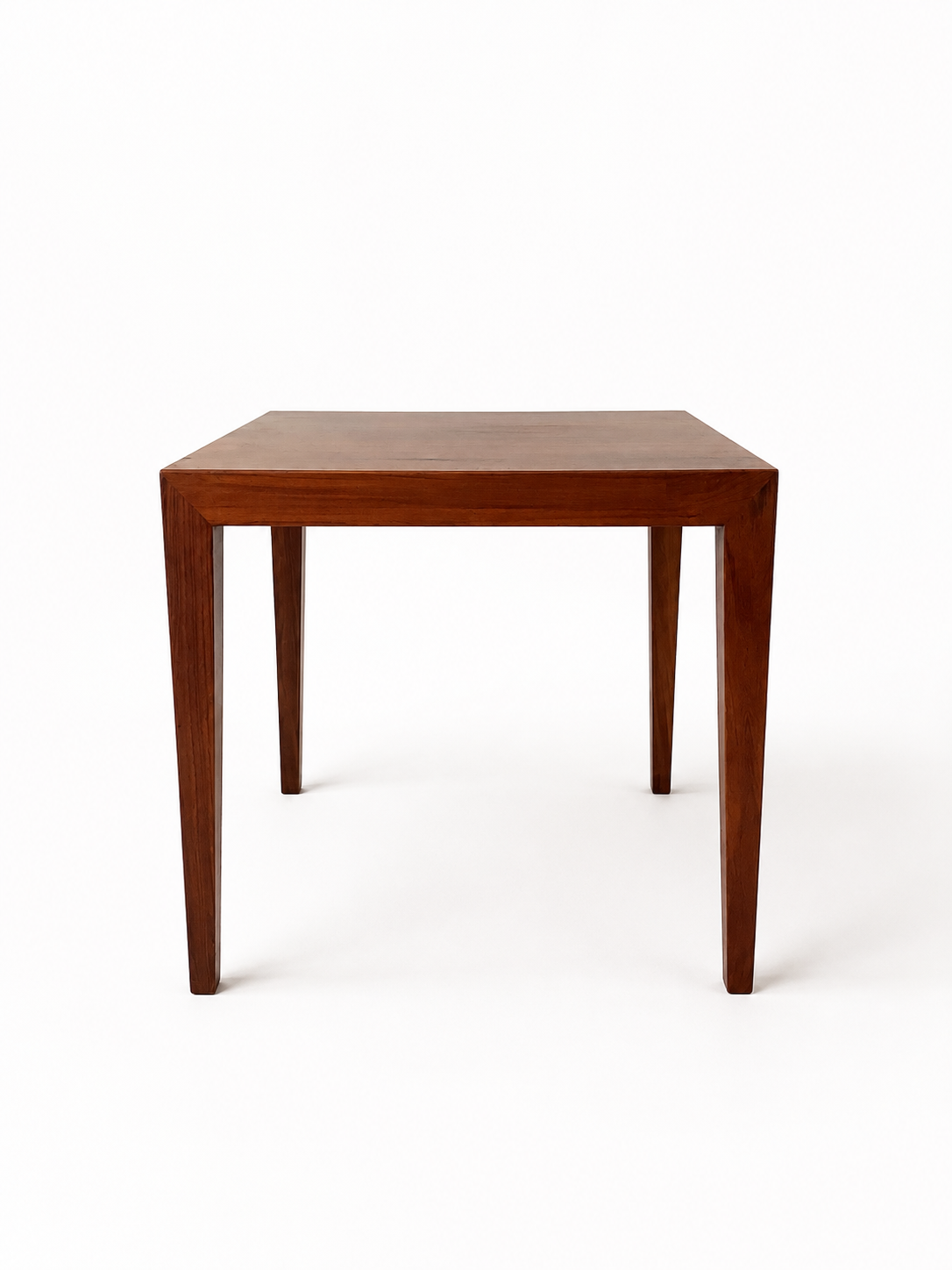 Wooden side table on a white background